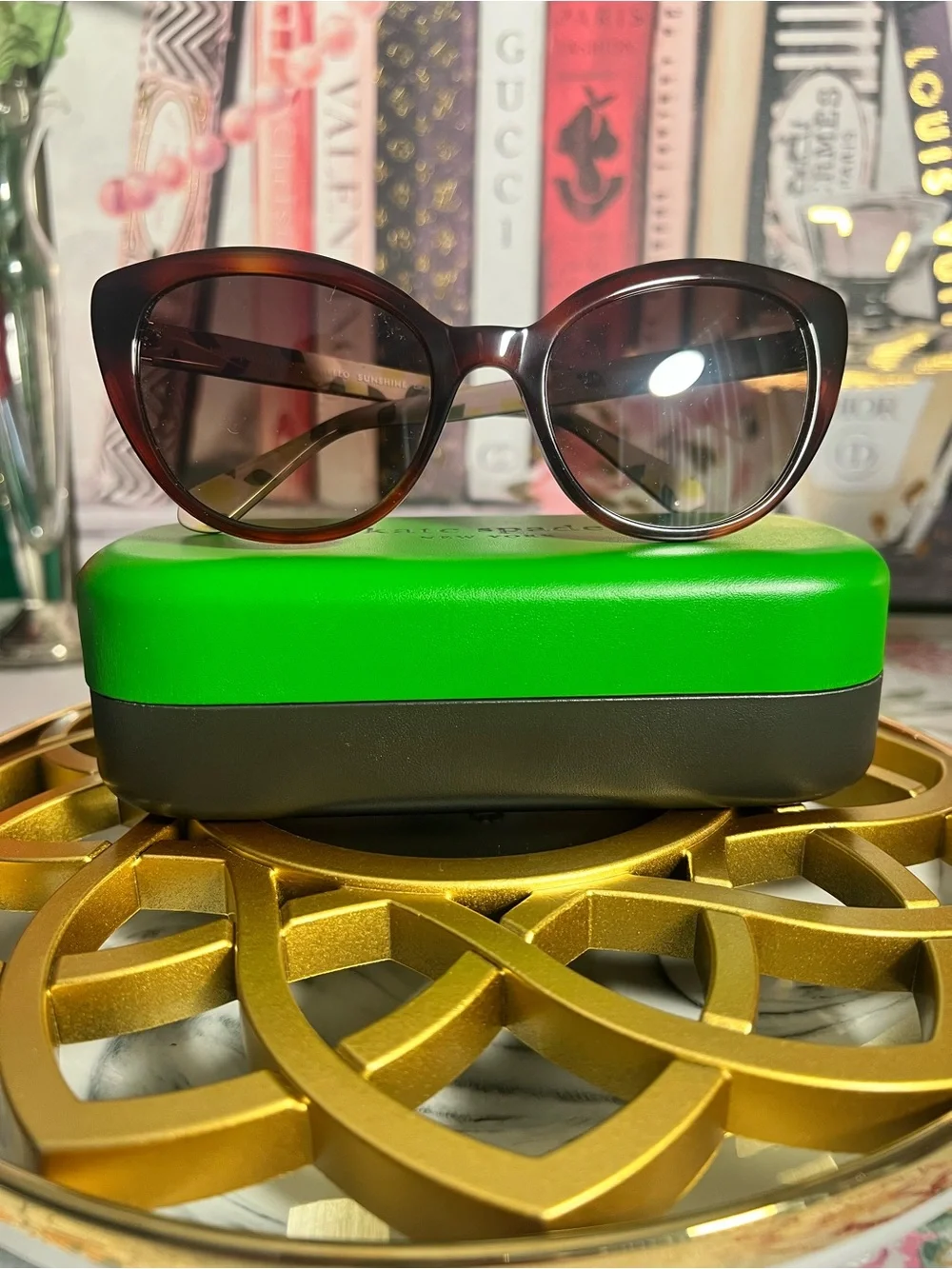 kate spade Amberlee/S Tortoise Shell Cat Eye Sunglasses with Brown Gradient Lens